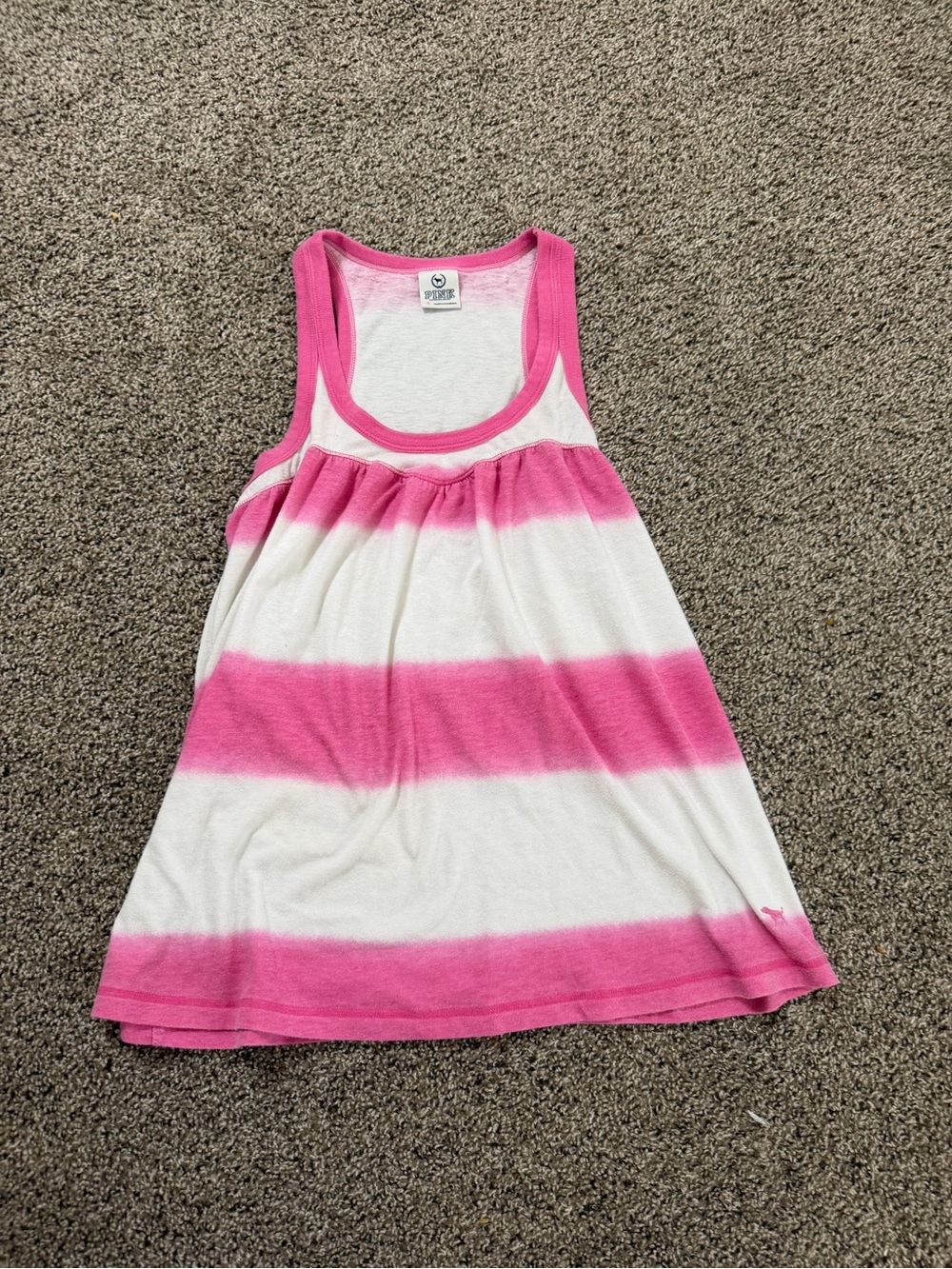PINK Victoria's Secret Pink and White Racerback Tank